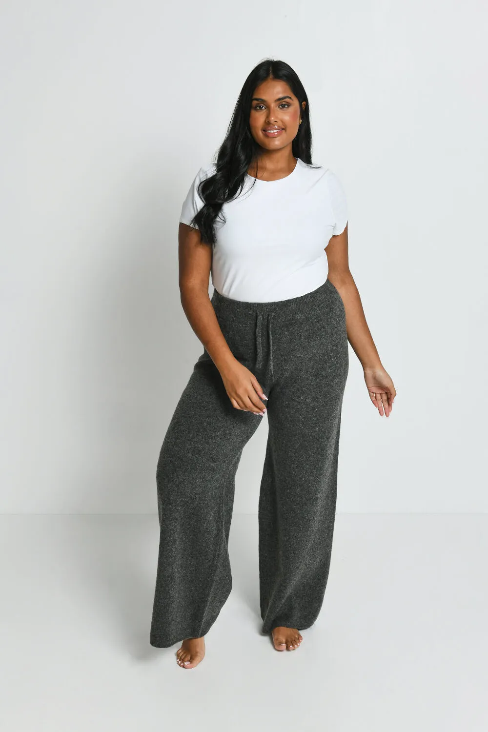 Curve Knit Wide Leg Lounge Trousers - Grey sold by LOVALL