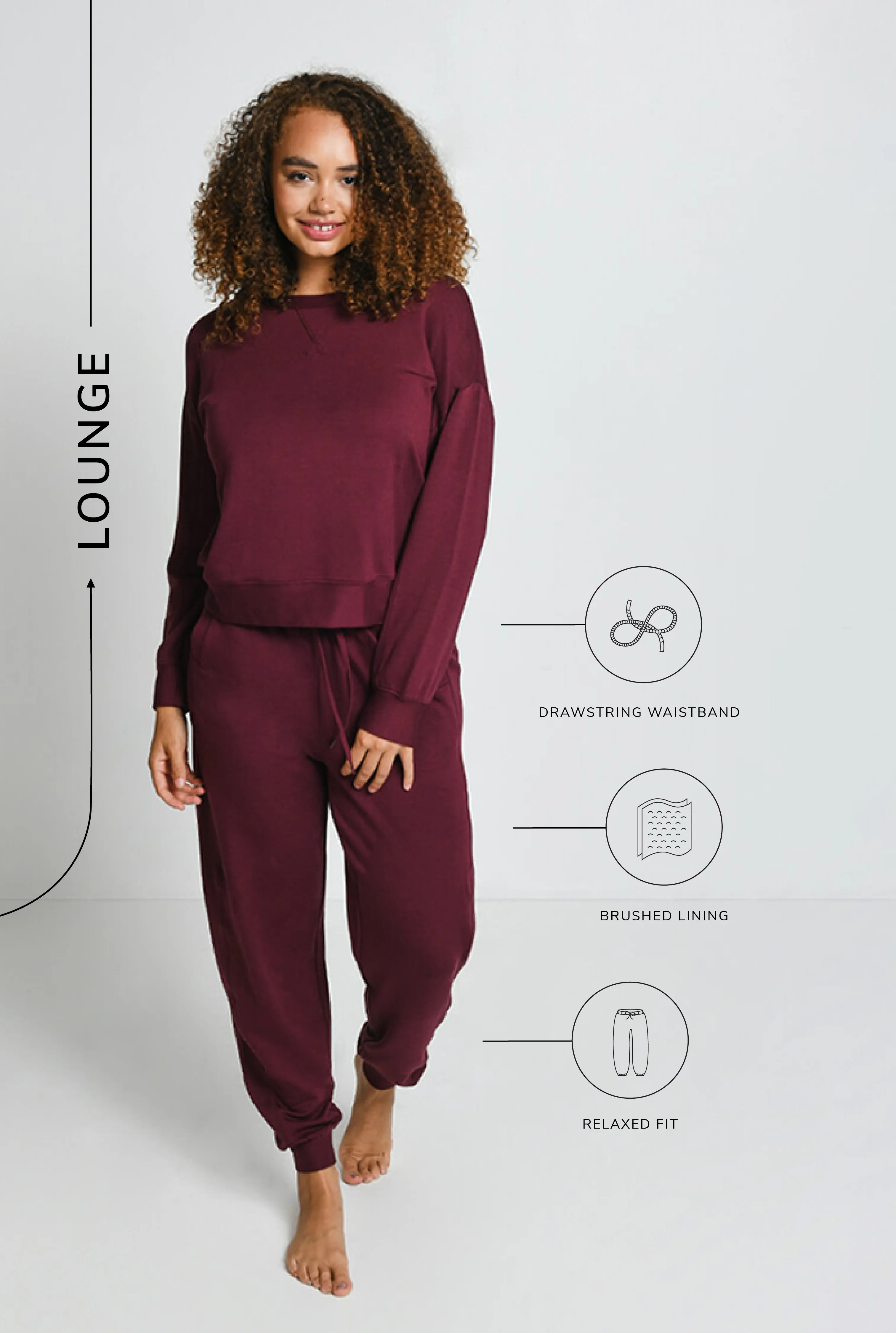 Luxe Lounge Jogger - Dark Cherry sold by LOVALL product image thumbnail 3
