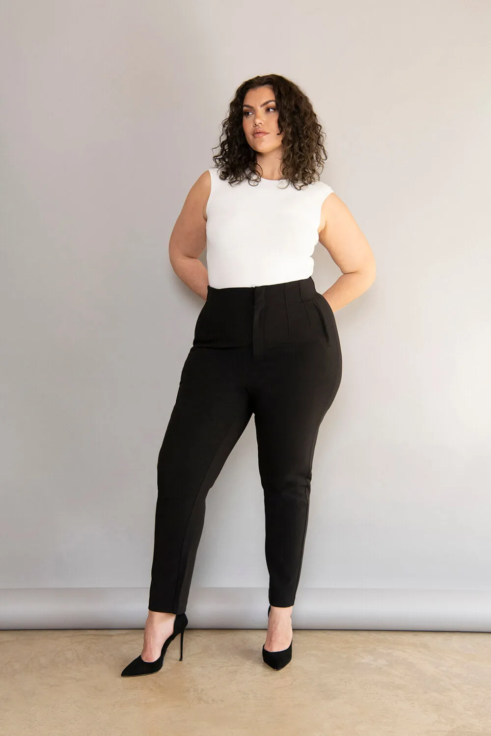 Curve Cigarette Trousers - Black sold by LOVALL
