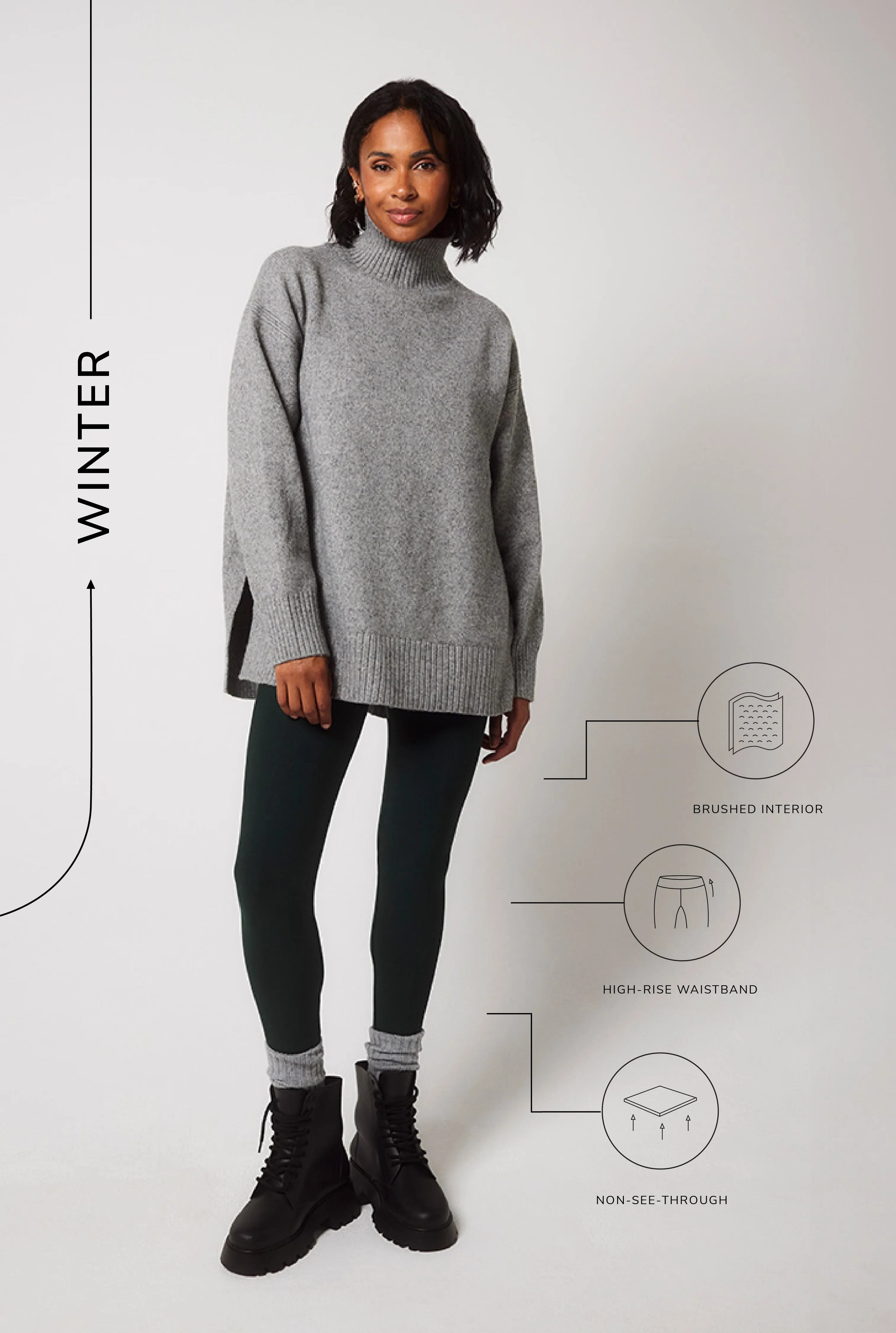 Curve Winter Everyday High Waisted Leggings - Deep Forest sold by LOVALL product image thumbnail 3