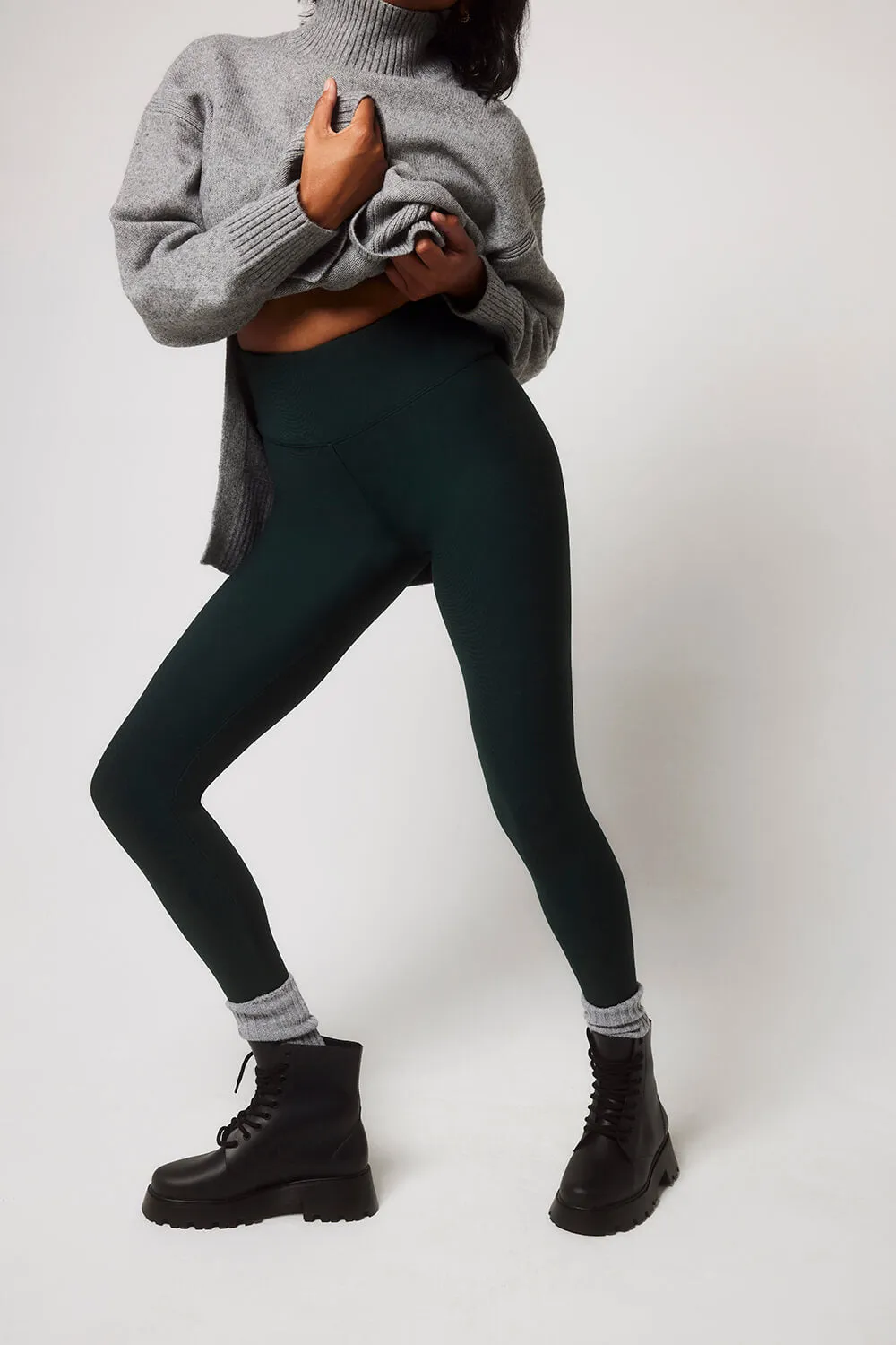 Curve Winter Everyday High Waisted Leggings - Deep Forest sold by LOVALL product image thumbnail 5