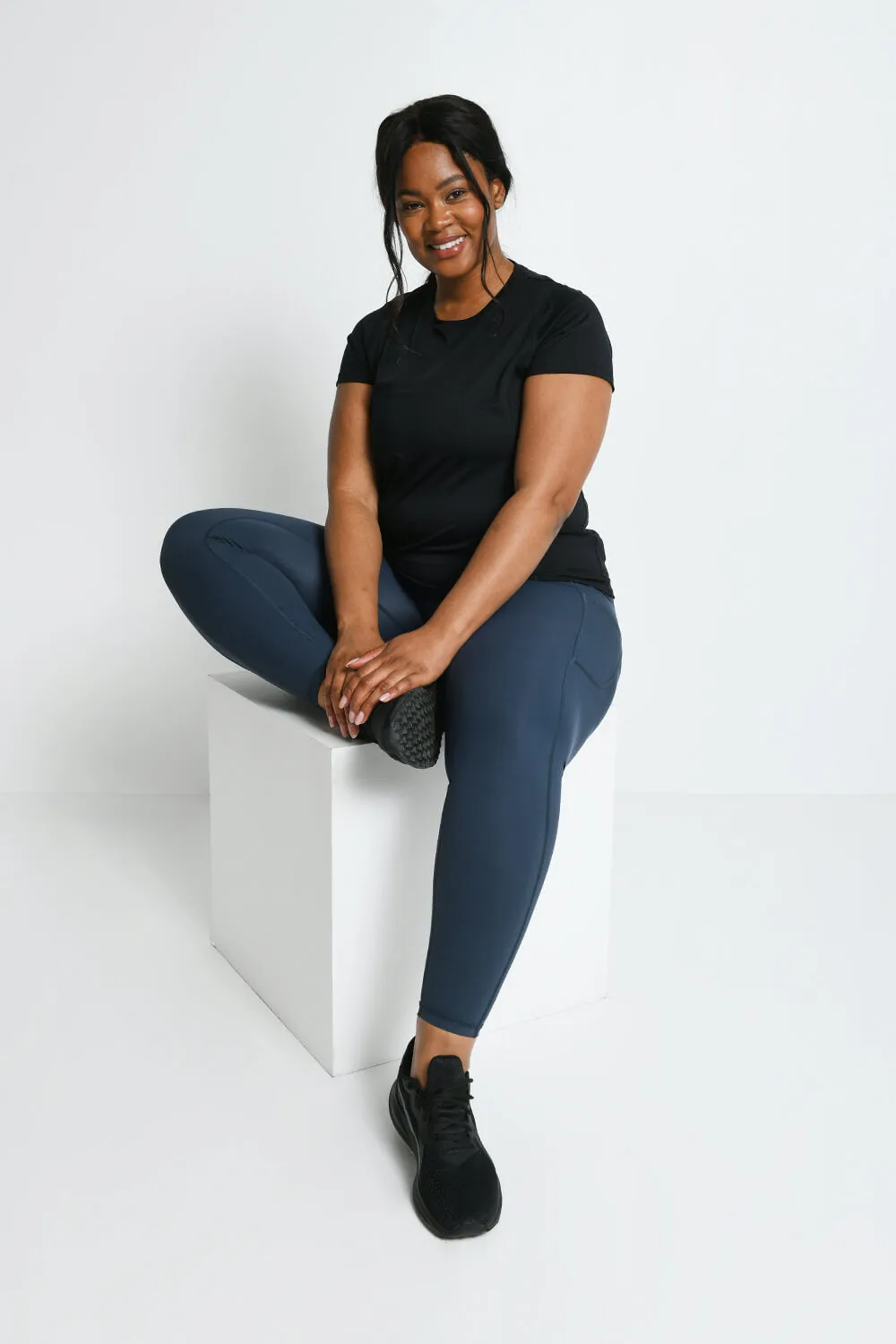 Curve Energise 7/8 High Waisted Gym Leggings - Thunder Blue sold by LOVALL product image thumbnail 5