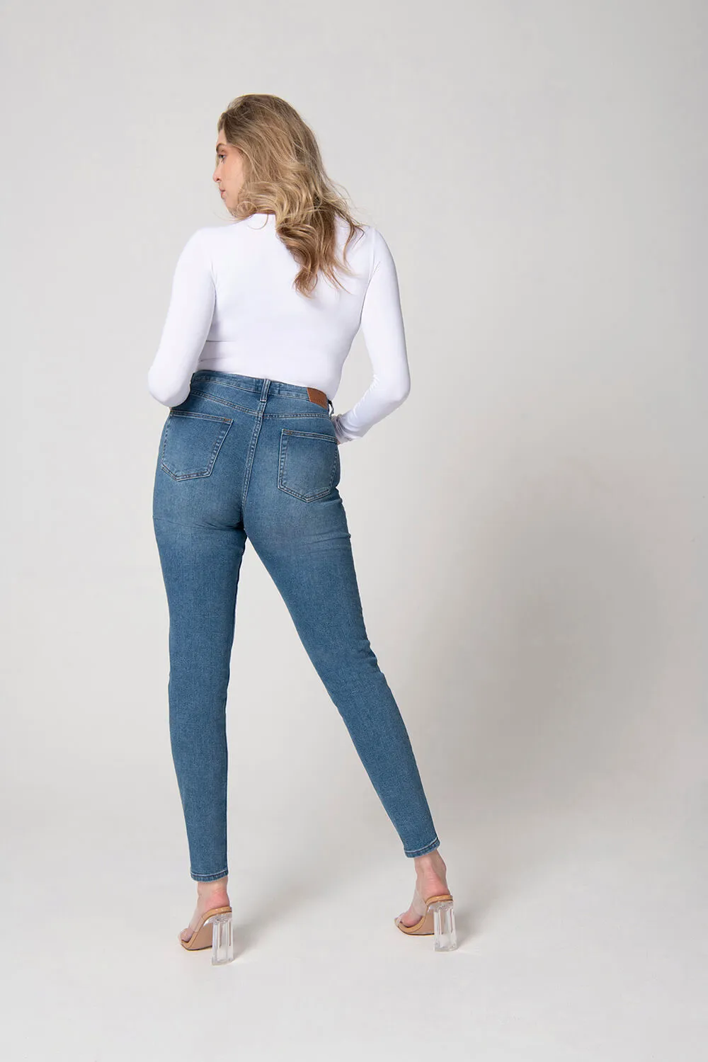 Slim Fit Mom Jeans - Mid Blue sold by LOVALL product image thumbnail 2