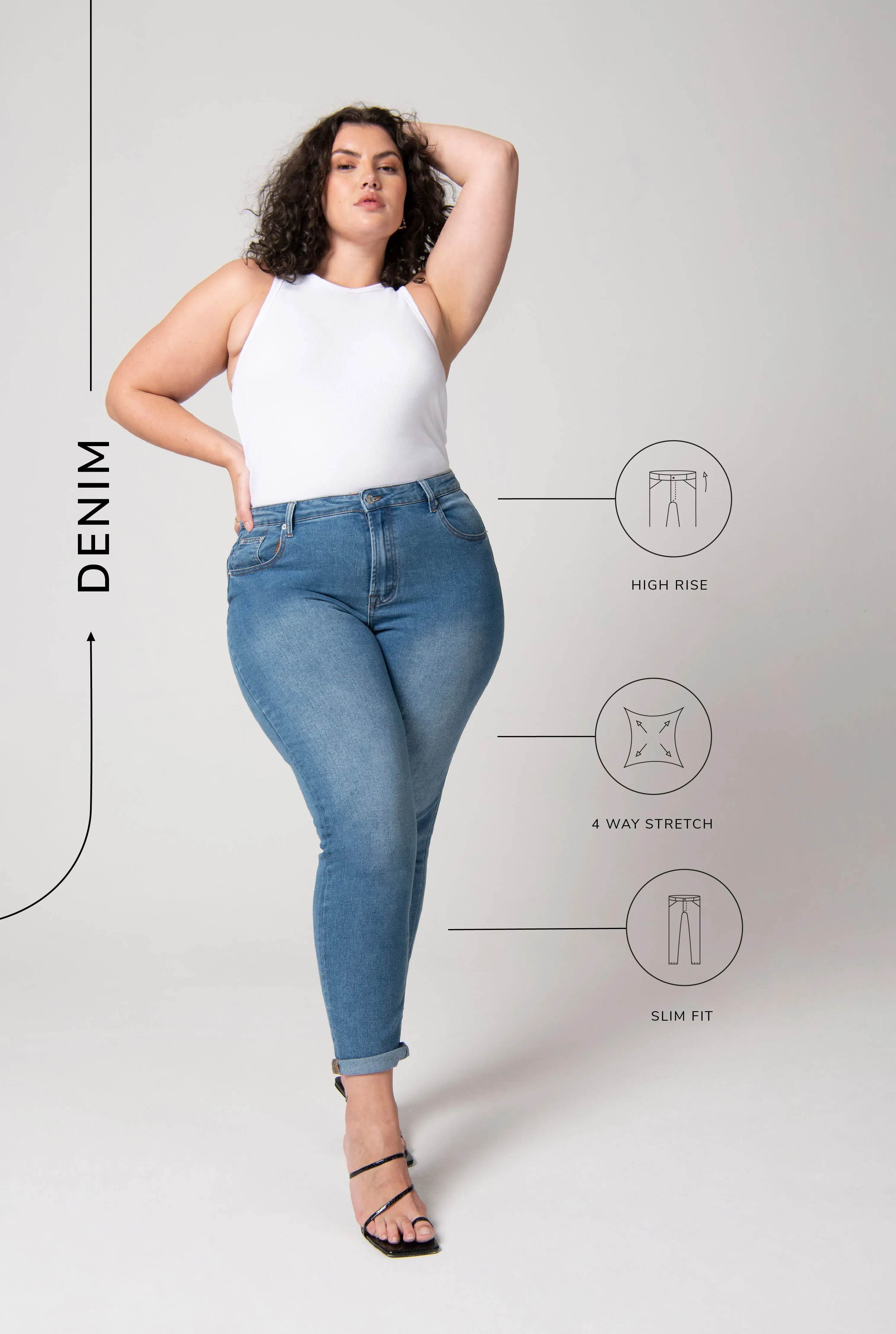 Slim Fit Mom Jeans - Mid Blue sold by LOVALL product image thumbnail 3