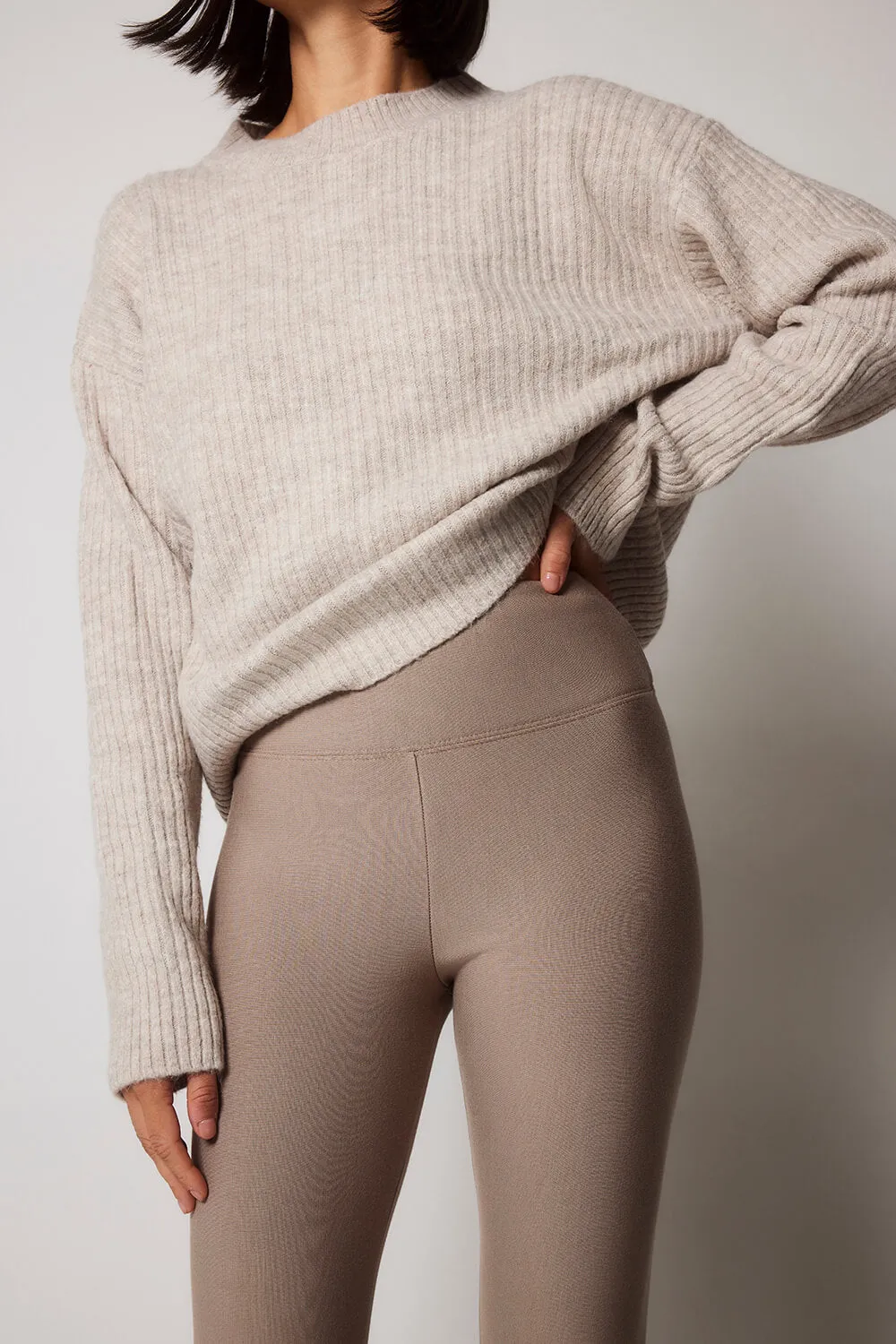 Curve Winter Everyday High Waisted Leggings - Stone sold by LOVALL product image thumbnail 5
