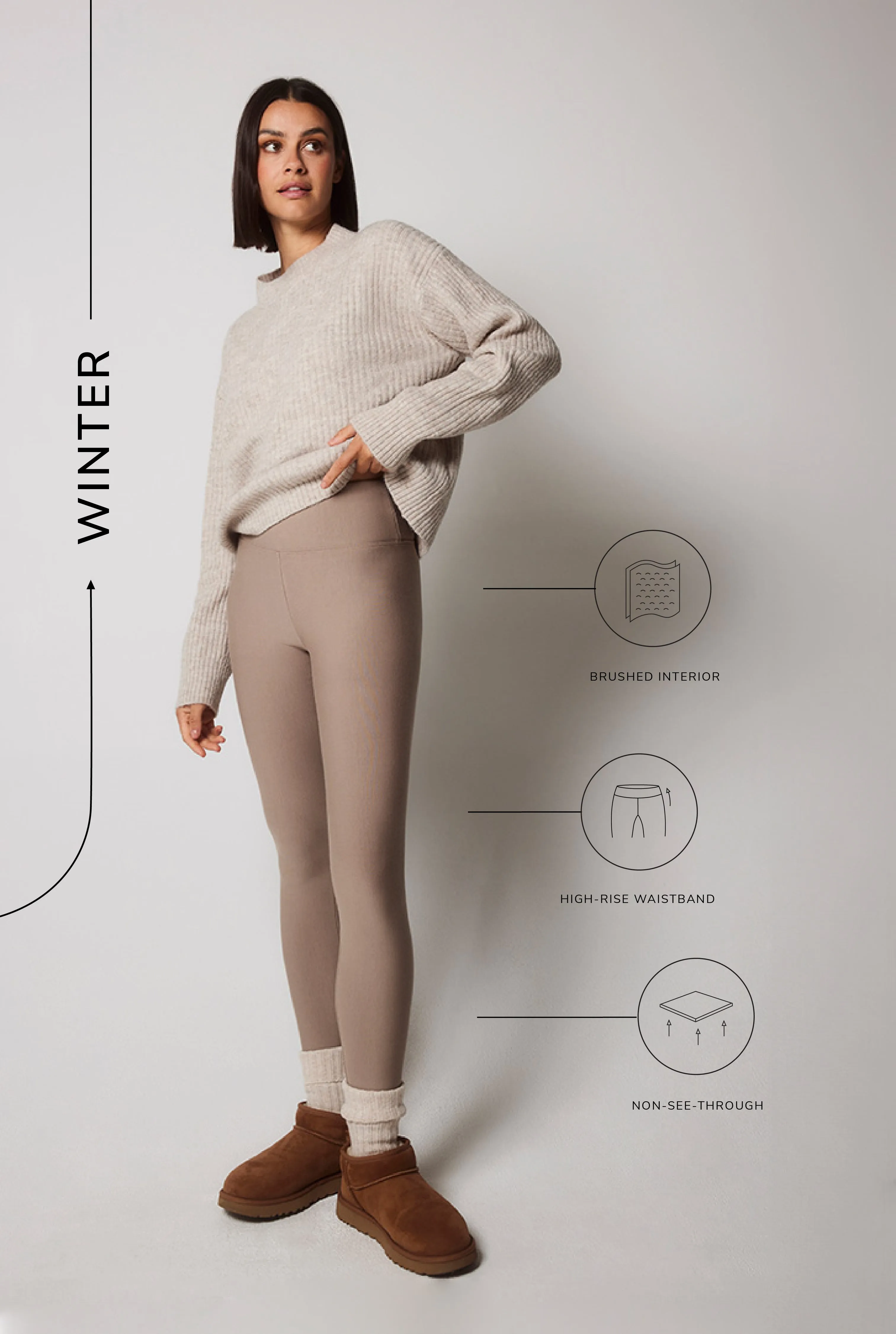 Curve Winter Everyday High Waisted Leggings - Stone sold by LOVALL product image thumbnail 3