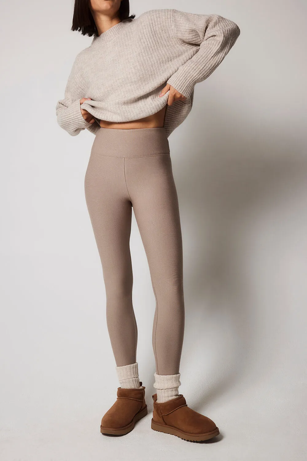 Curve Winter Everyday High Waisted Leggings - Stone sold by LOVALL product image thumbnail 2