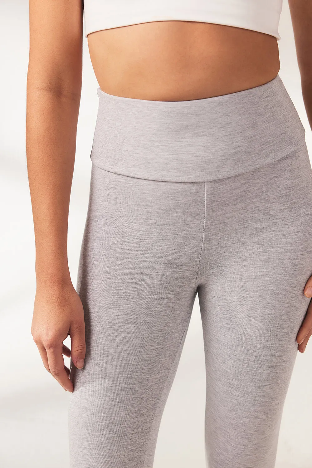 Cropped Lightweight Leggings - Light Grey sold by LOVALL product image thumbnail 4