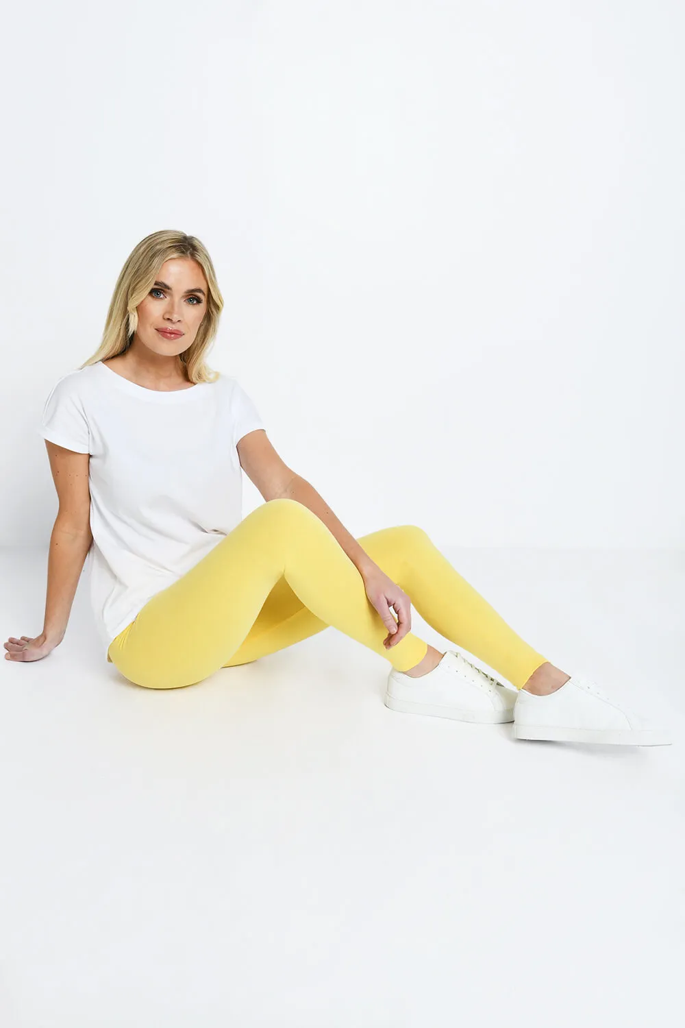 Everyday High Waisted Leggings - Pastel Yellow sold by LOVALL product image thumbnail 3