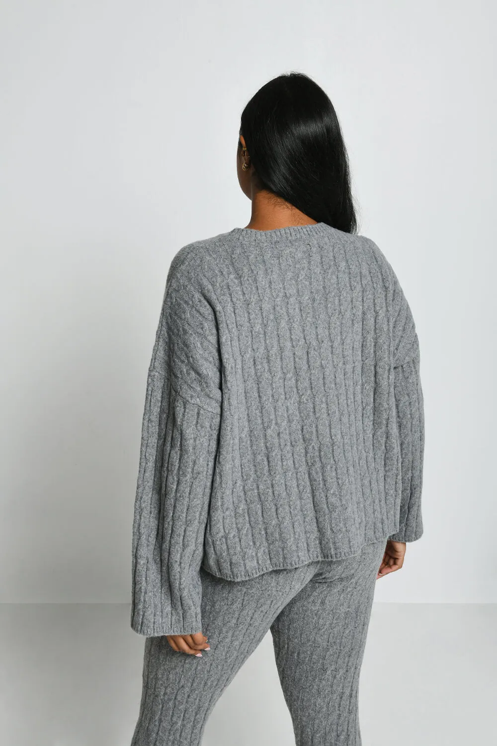 Curve Cable Knit Jumper - Grey sold by LOVALL product image thumbnail 3
