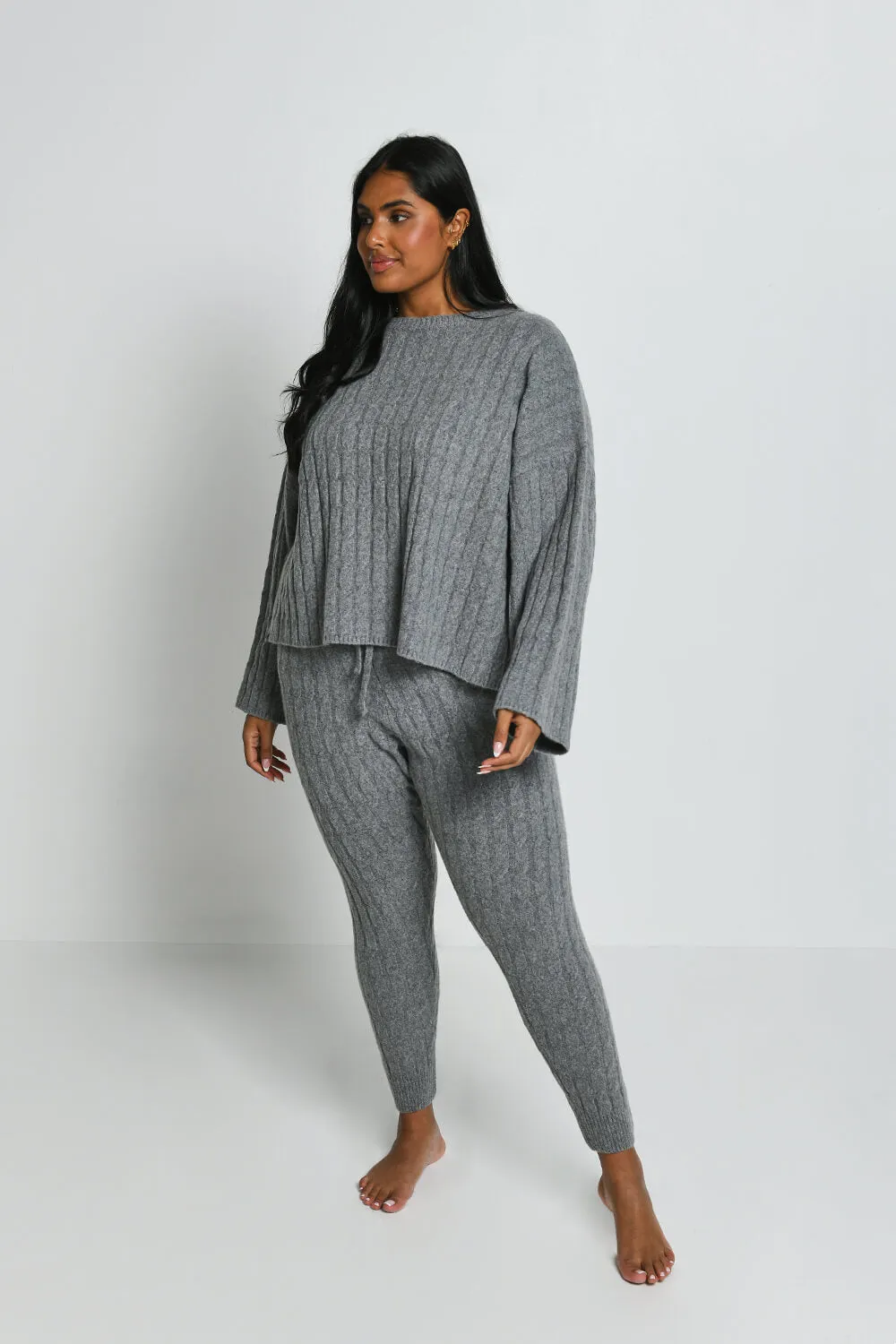 Curve Cable Knit Jumper - Grey sold by LOVALL product image thumbnail 2
