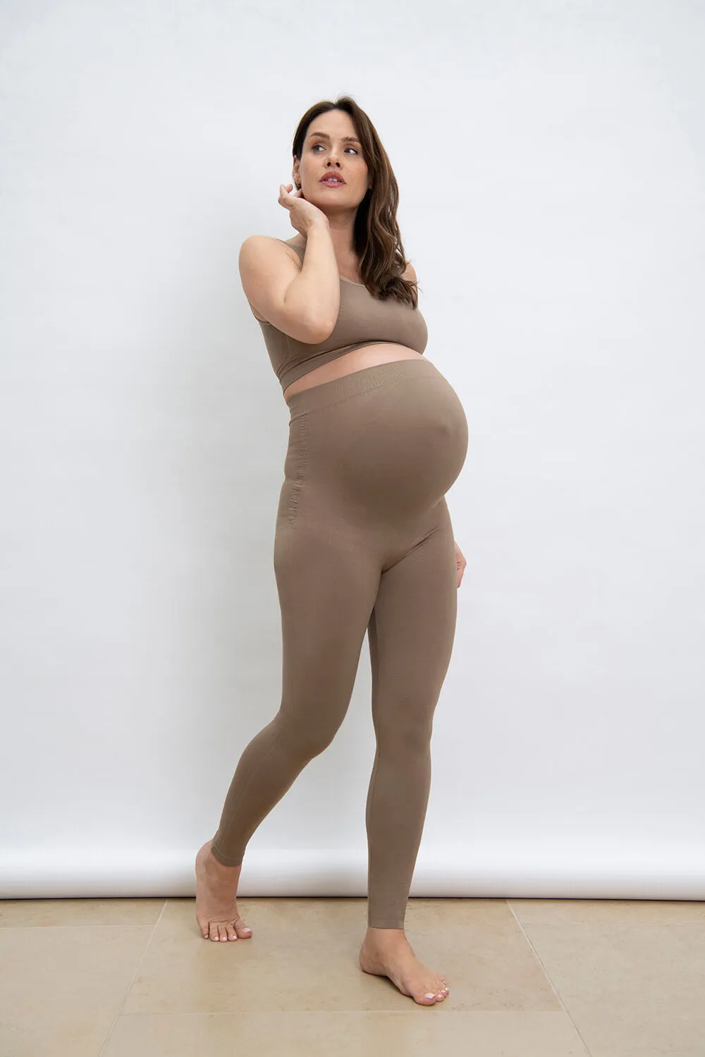 Ultimate Seamless Maternity Leggings - Oatmeal Beige sold by LOVALL product image thumbnail 3