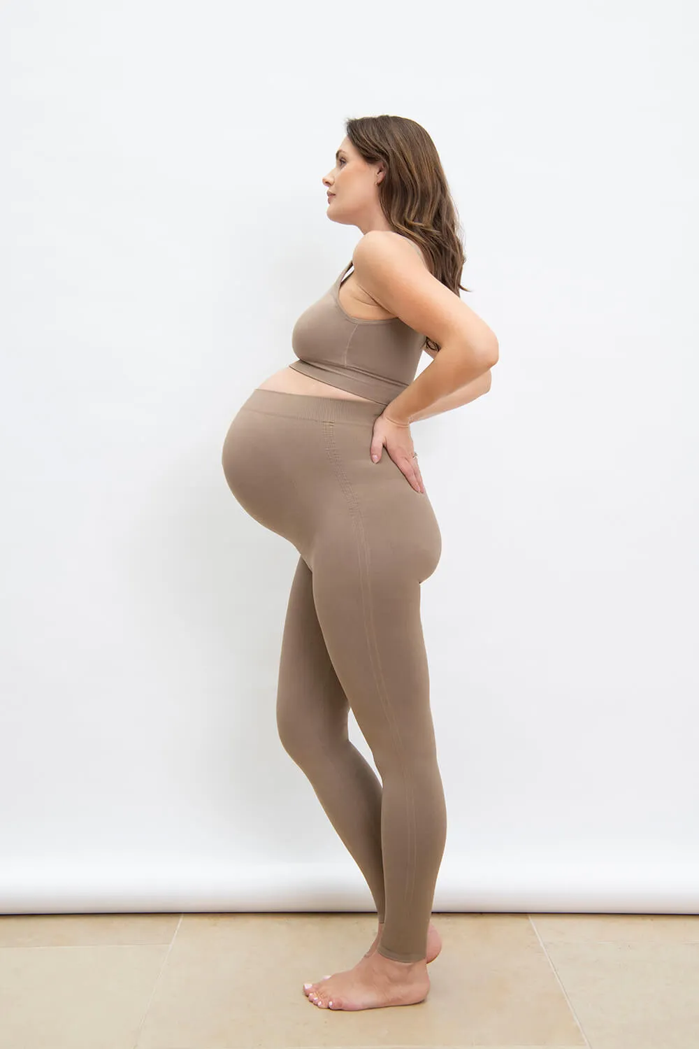 Ultimate Seamless Maternity Leggings - Oatmeal Beige sold by LOVALL product image thumbnail 2