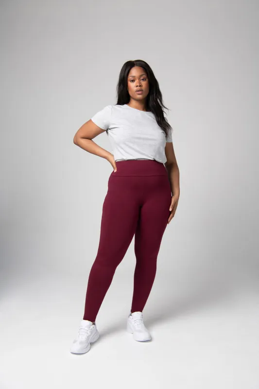 Curve Everyday High Waisted Leggings - Burgundy sold by LOVALL
