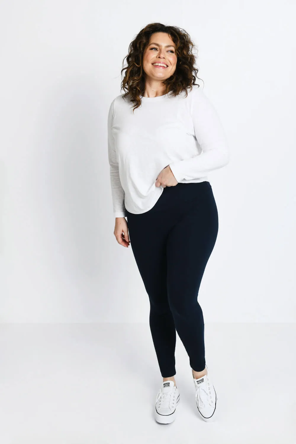 Curve Everyday High Waisted Leggings - Navy Blue sold by LOVALL