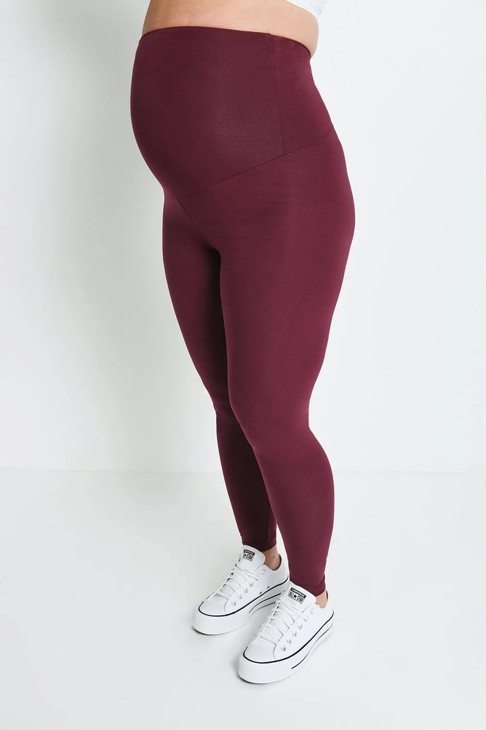 Maternity Lightweight Everyday Leggings - Burgundy sold by LOVALL product image thumbnail 2