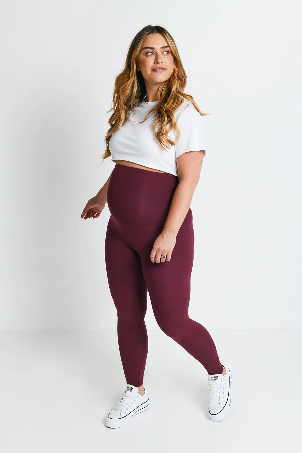 Maternity Lightweight Everyday Leggings - Burgundy sold by LOVALL