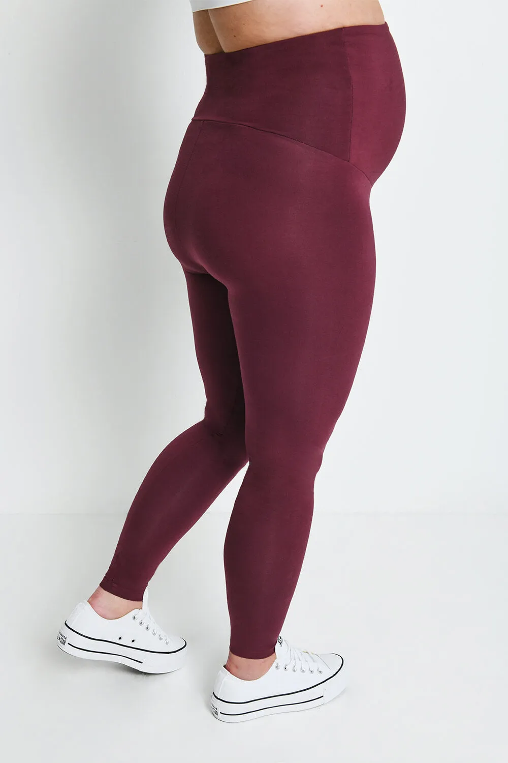 Maternity Lightweight Everyday Leggings - Burgundy sold by LOVALL product image thumbnail 3