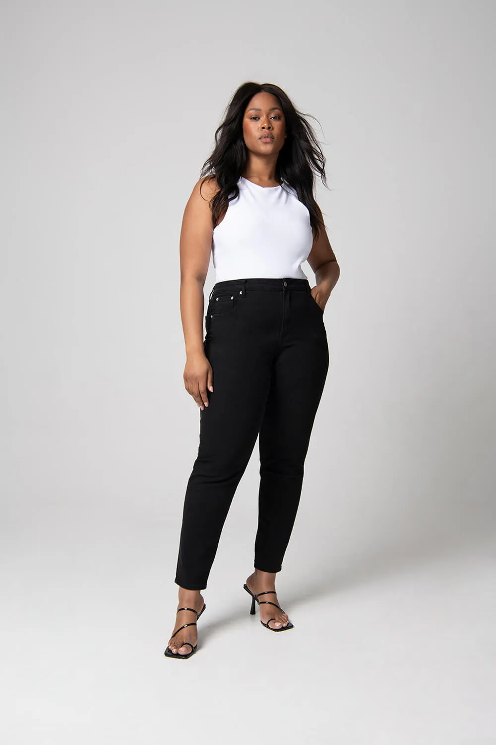 Curve Slim Fit Mom Jeans - Black sold by LOVALL
