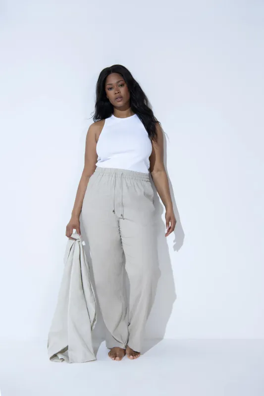 Curve Linen Trousers - Stone sold by LOVALL