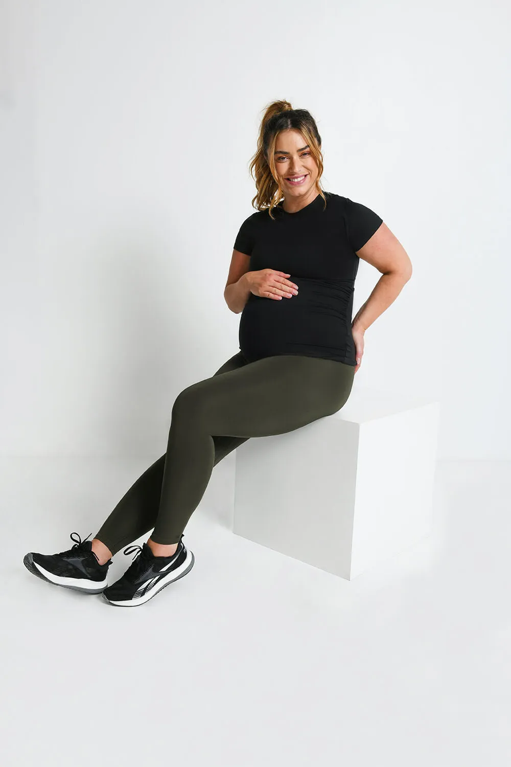 Maternity Focus Sports Leggings - Olive Green sold by LOVALL product image thumbnail 5