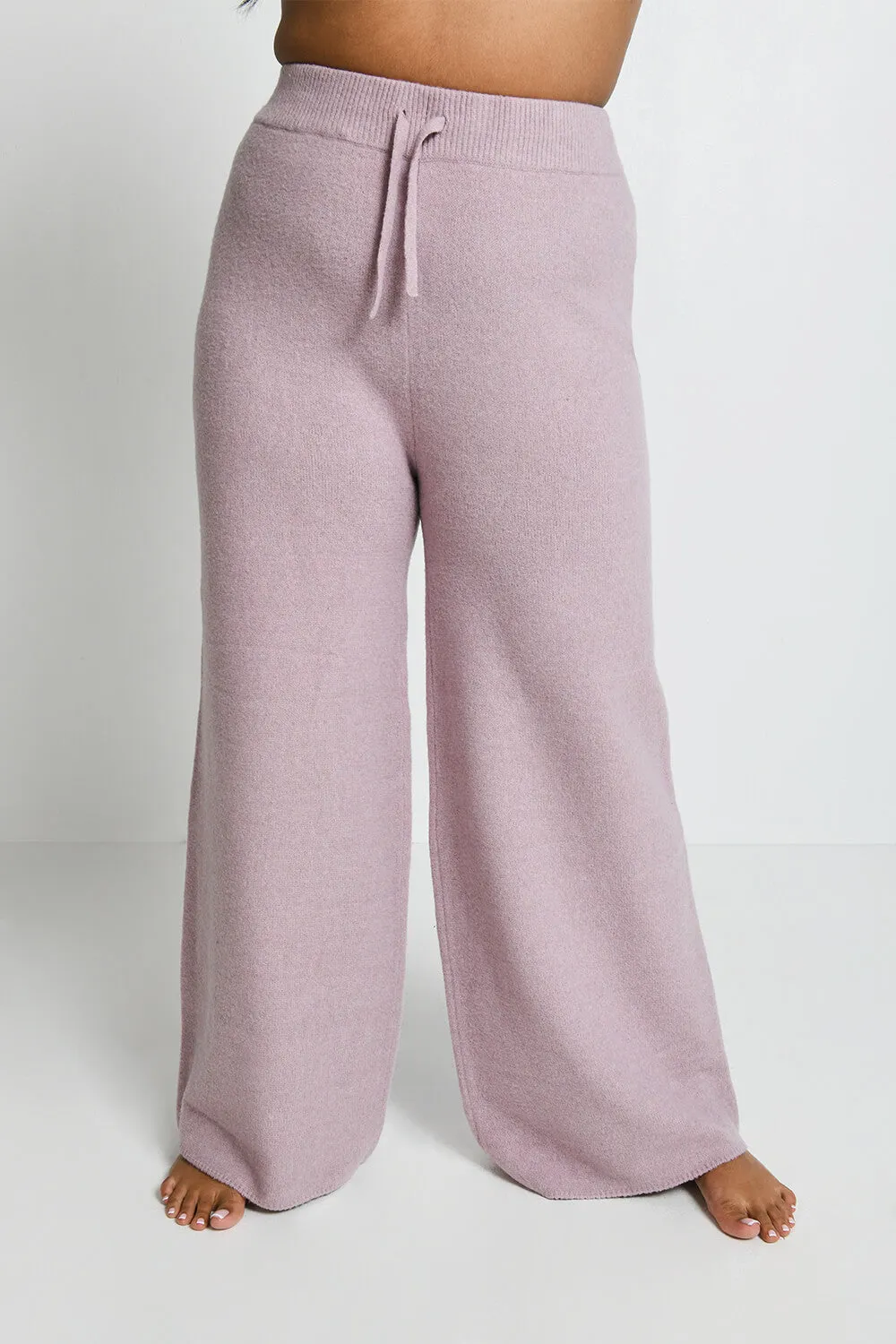 Curve Knit Wide Leg Lounge Trousers - Pink sold by LOVALL product image thumbnail 2