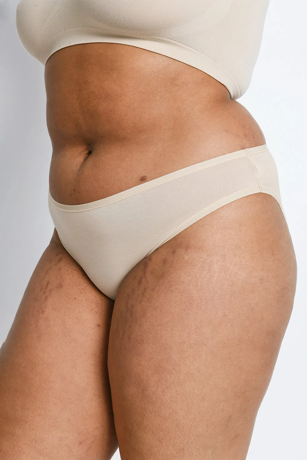 Curve Cotton High Leg Knickers 3 Pack - Beige sold by LOVALL product image thumbnail 2