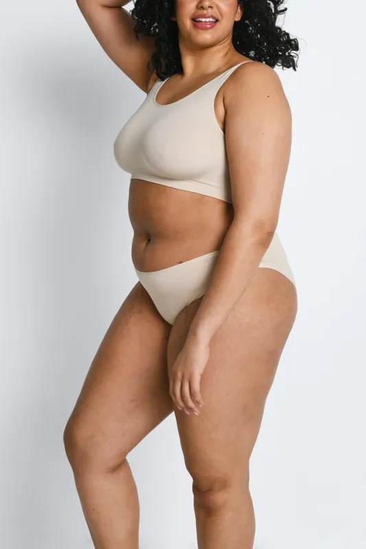 Curve Cotton High Leg Knickers 3 Pack - Beige sold by LOVALL