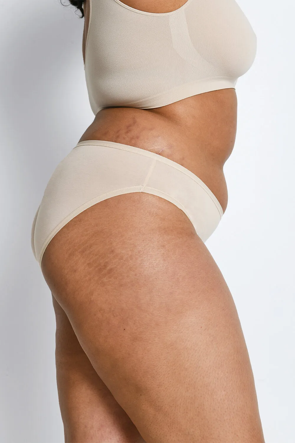 Curve Cotton High Leg Knickers 3 Pack - Beige sold by LOVALL product image thumbnail 3