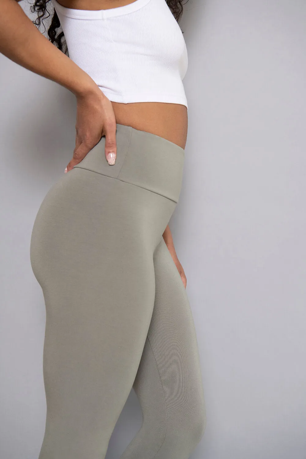 Cropped Lightweight Leggings - Sage Green sold by LOVALL product image thumbnail 3