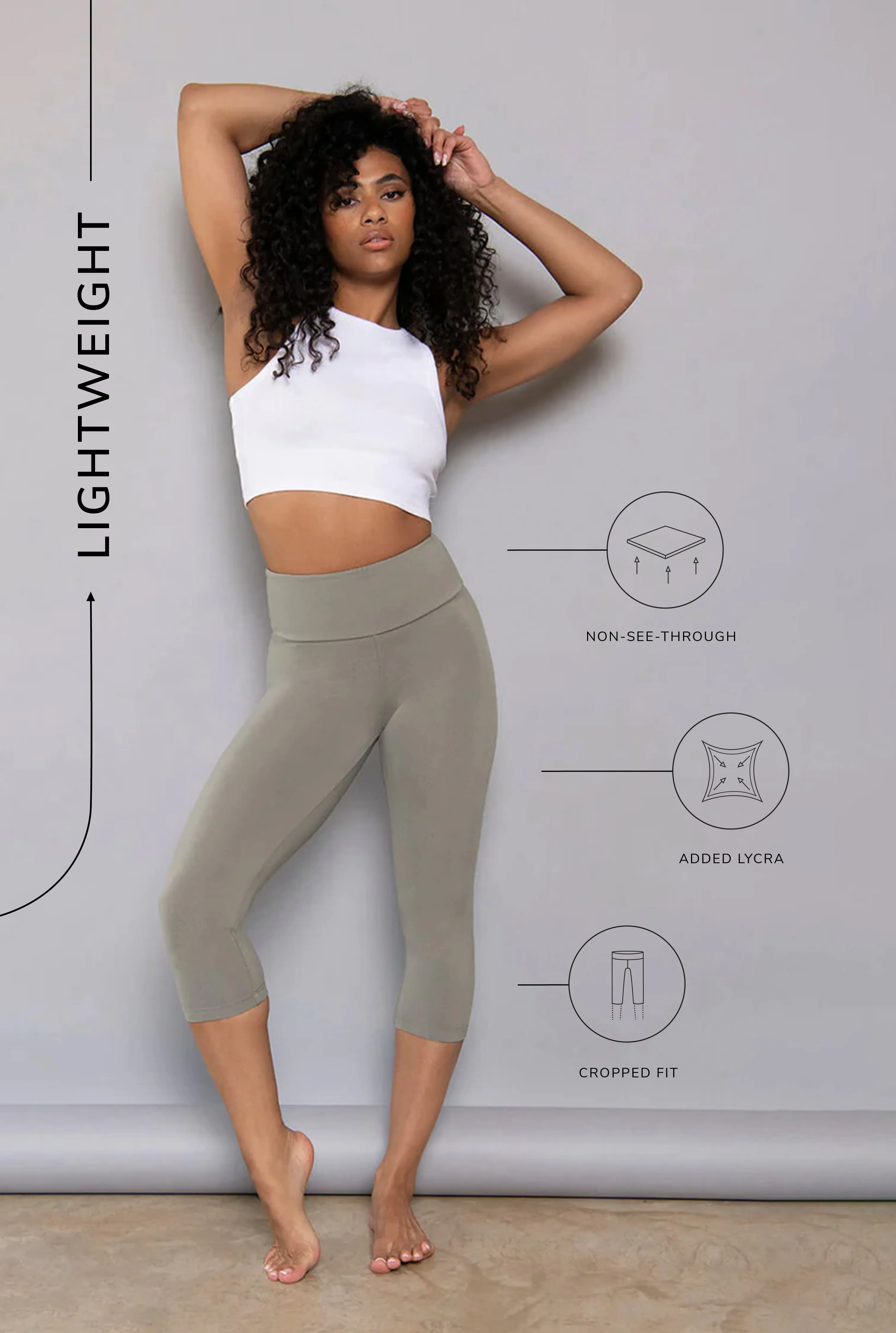 Cropped Lightweight Leggings - Sage Green sold by LOVALL product image thumbnail 4