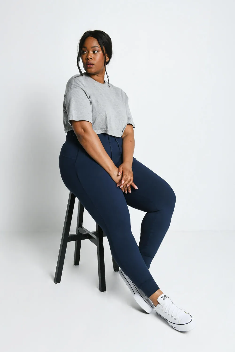 Curve Recharge High Waisted Joggers - Navy Blue sold by LOVALL product image thumbnail 5