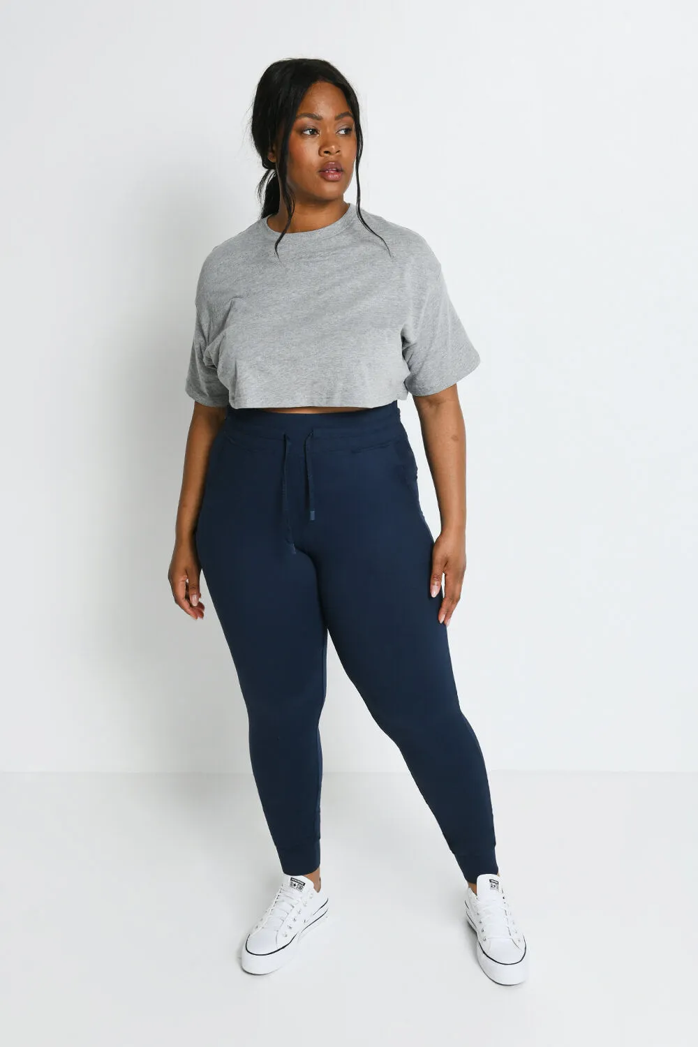 Curve Recharge High Waisted Joggers - Navy Blue sold by LOVALL