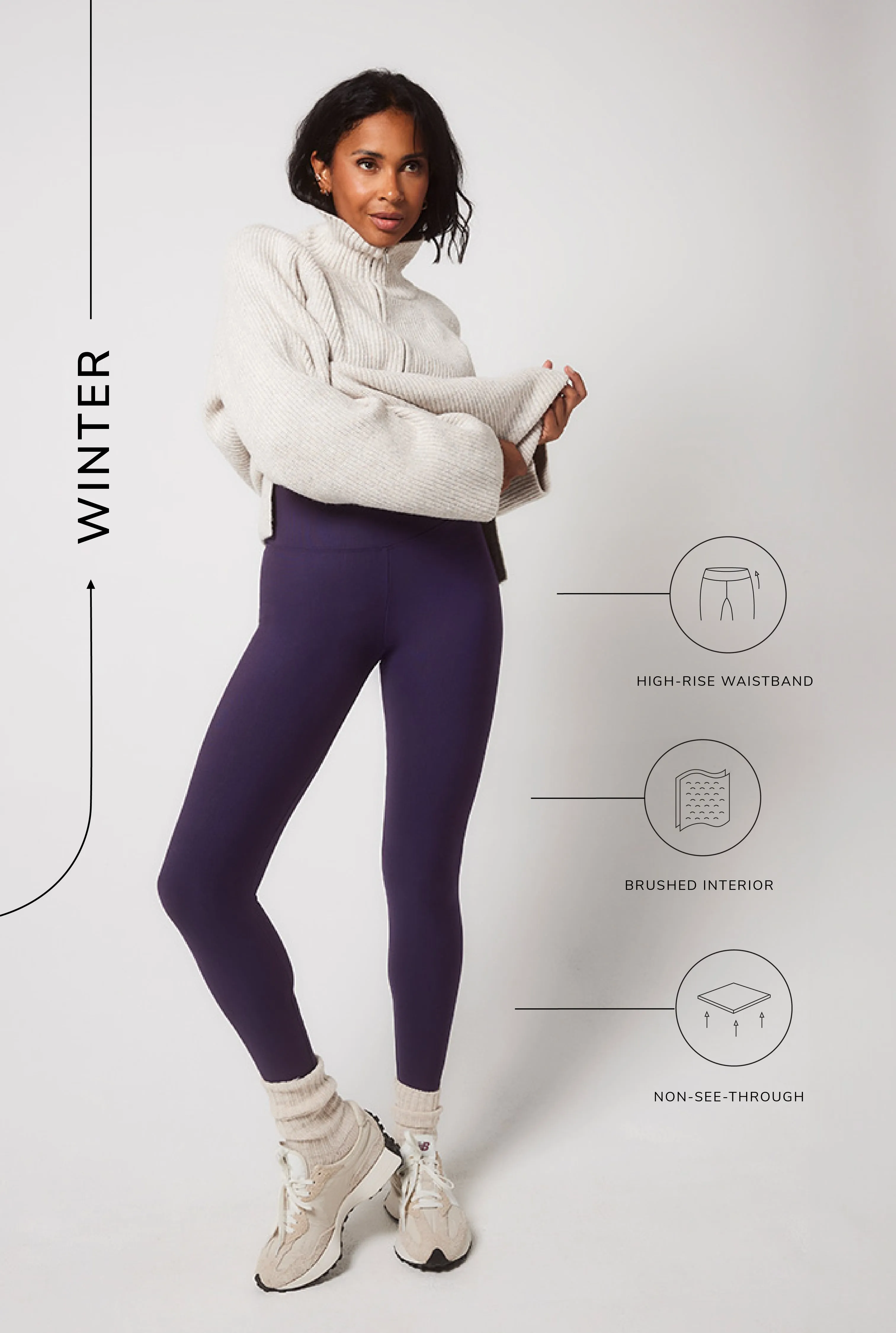 Winter Everyday High Waisted Leggings - Midnight Plum sold by LOVALL product image thumbnail 3
