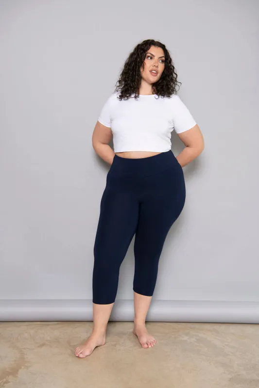 Cropped Lightweight Leggings - Navy sold by LOVALL