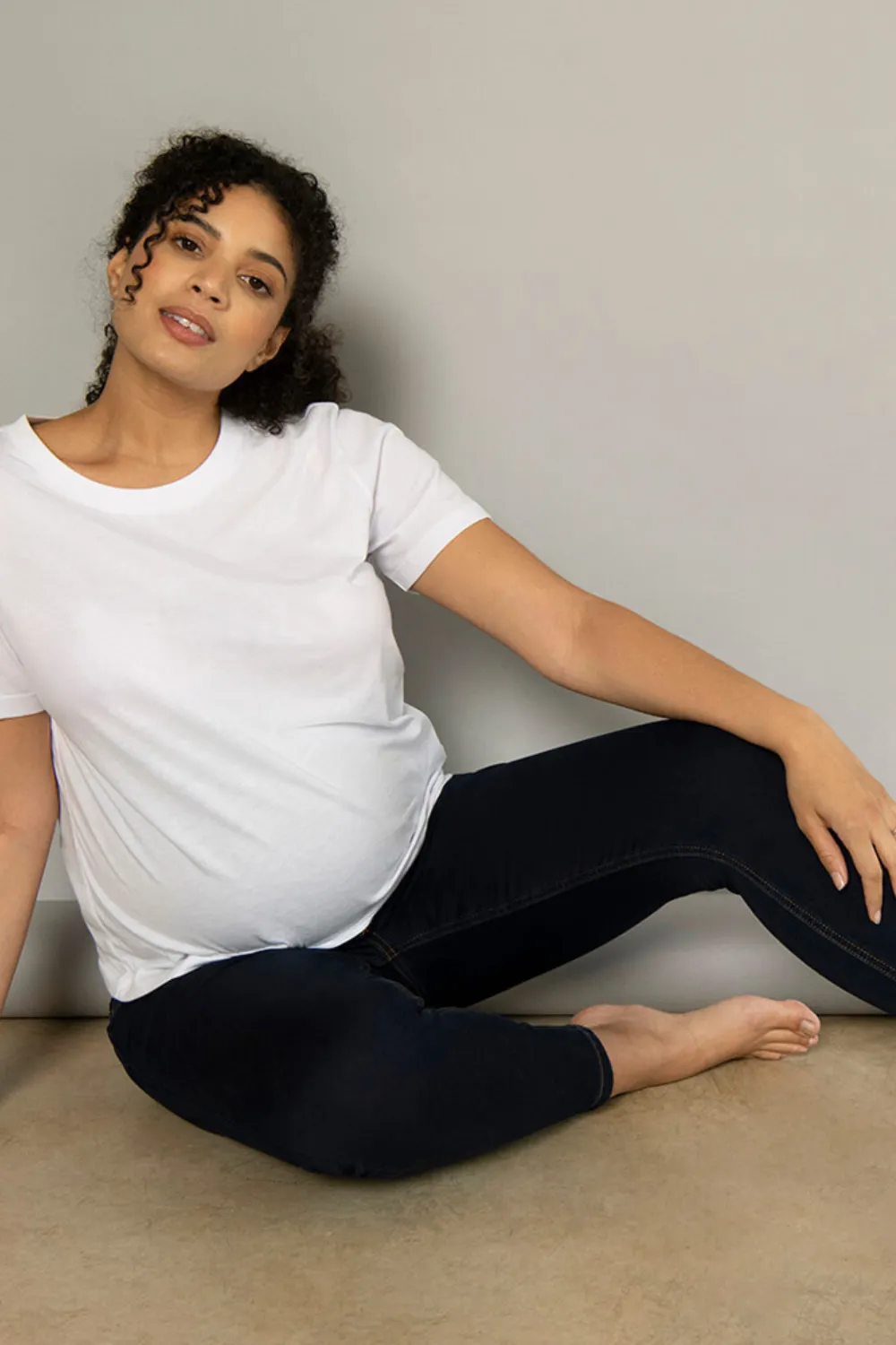 Ankle Grazer Maternity Jeggings - Dark Blue sold by LOVALL product image thumbnail 3