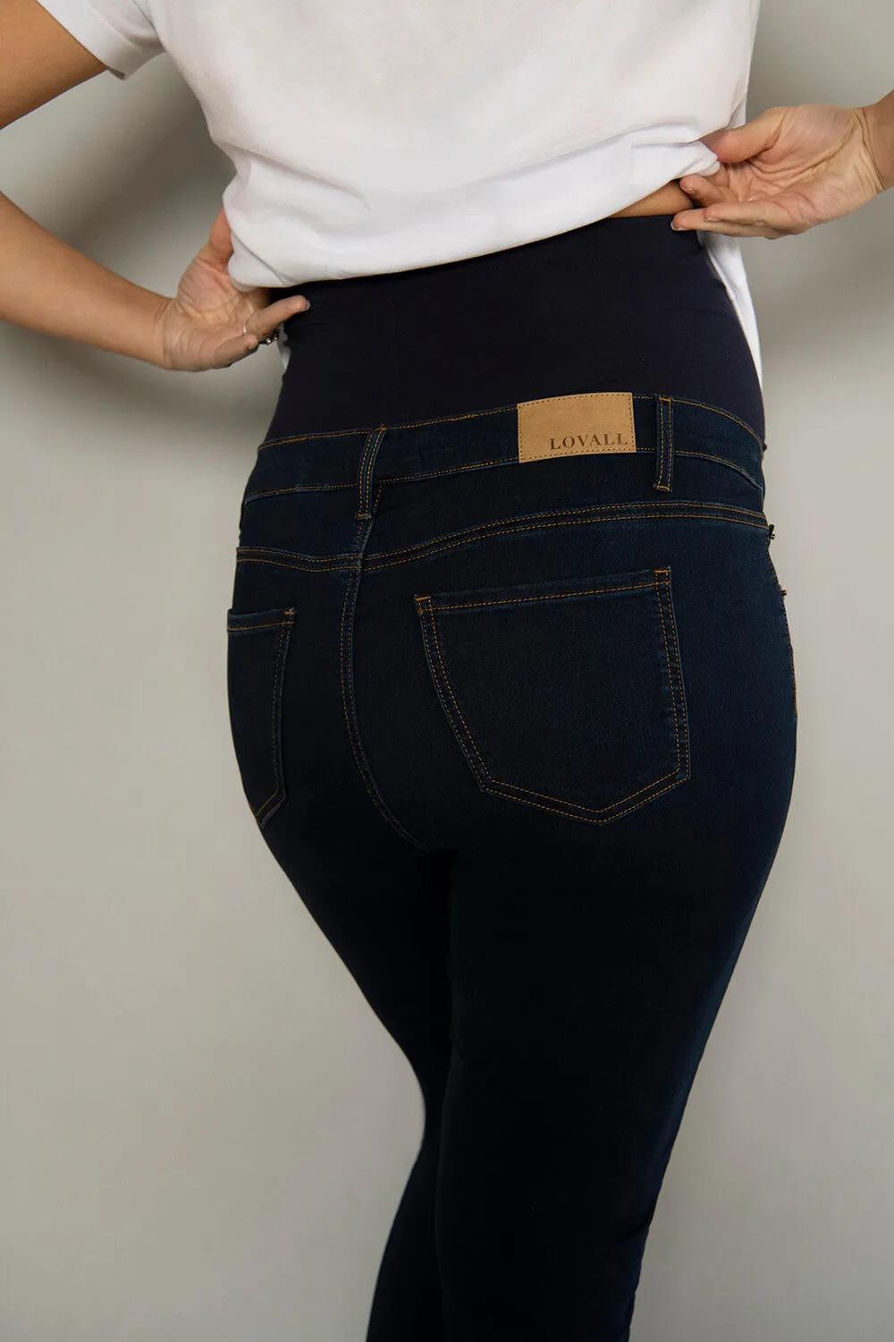 Ankle Grazer Maternity Jeggings - Dark Blue sold by LOVALL product image thumbnail 5