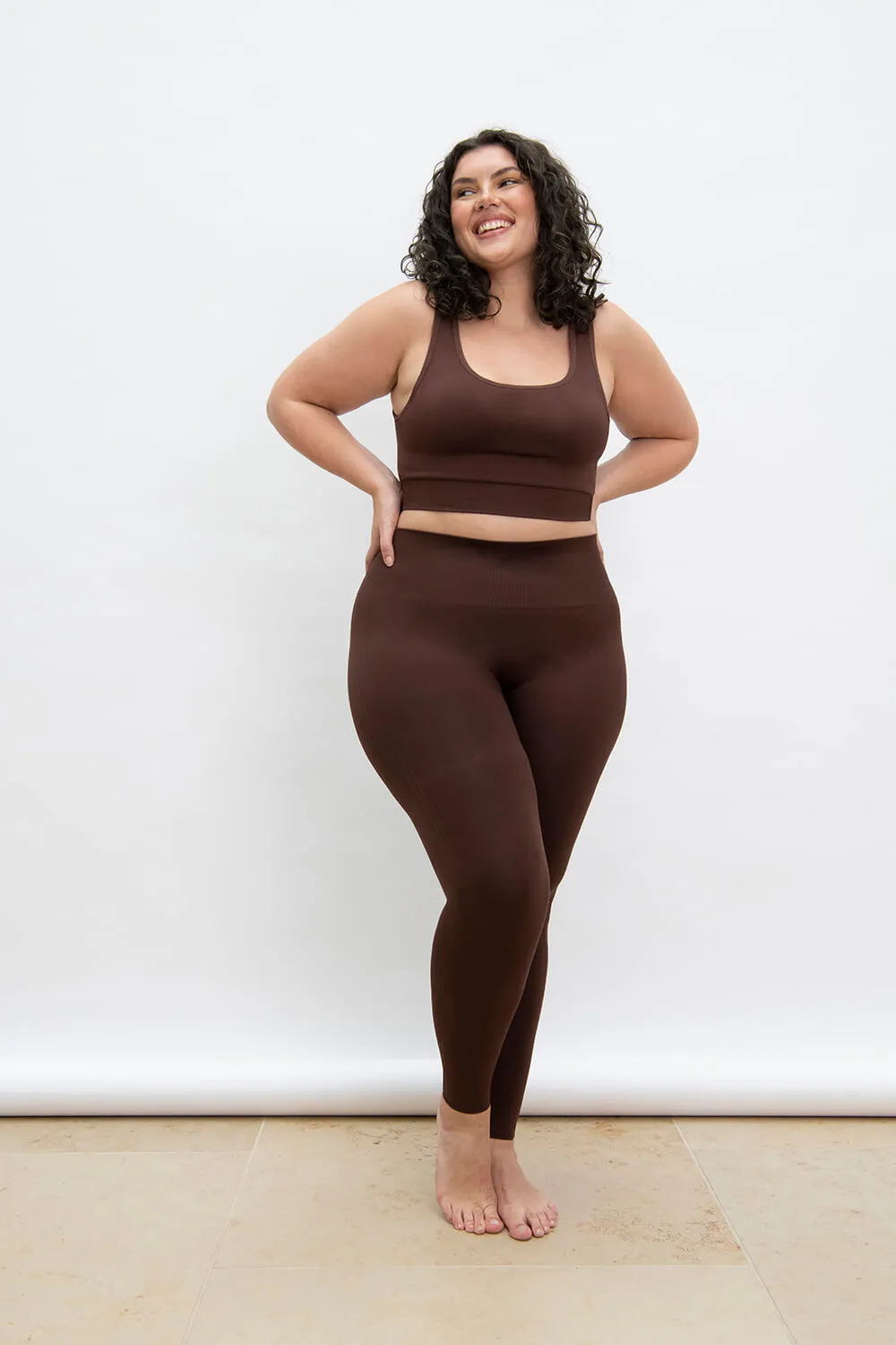 Curve Ultimate High Waisted Seamless Leggings - Chocolate Brown sold by LOVALL product image thumbnail 3