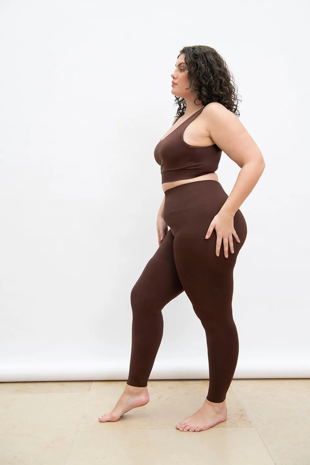 Curve Ultimate High Waisted Seamless Leggings - Chocolate Brown sold by LOVALL product image thumbnail 2