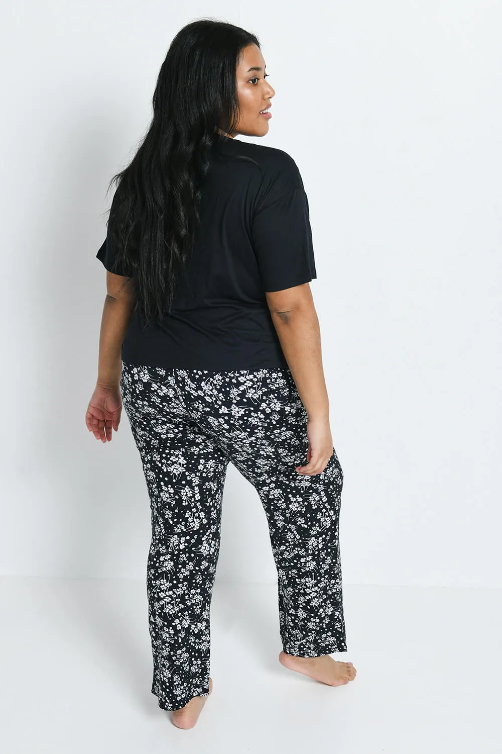 Curve Soft Touch Pyjama Set - Black Floral sold by LOVALL product image thumbnail 3