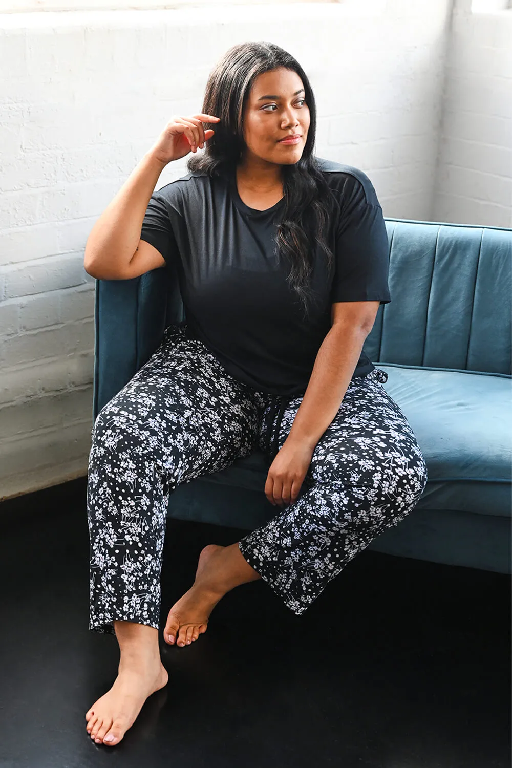 Curve Soft Touch Pyjama Set - Black Floral sold by LOVALL product image thumbnail 5