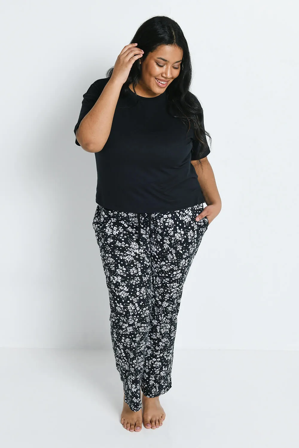 Curve Soft Touch Pyjama Set - Black Floral sold by LOVALL
