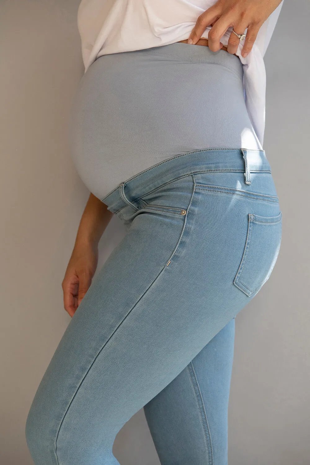Ankle Grazer Maternity Jeggings - Light Blue sold by LOVALL product image thumbnail 4
