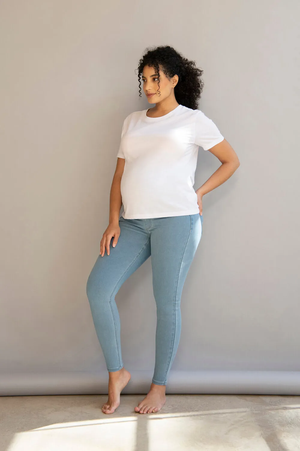 Ankle Grazer Maternity Jeggings - Light Blue sold by LOVALL