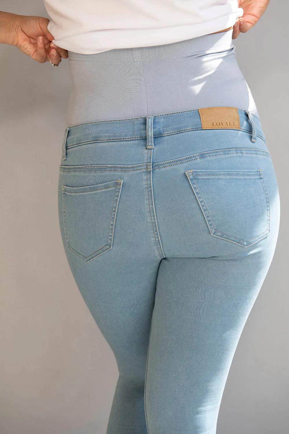 Ankle Grazer Maternity Jeggings - Light Blue sold by LOVALL product image thumbnail 5