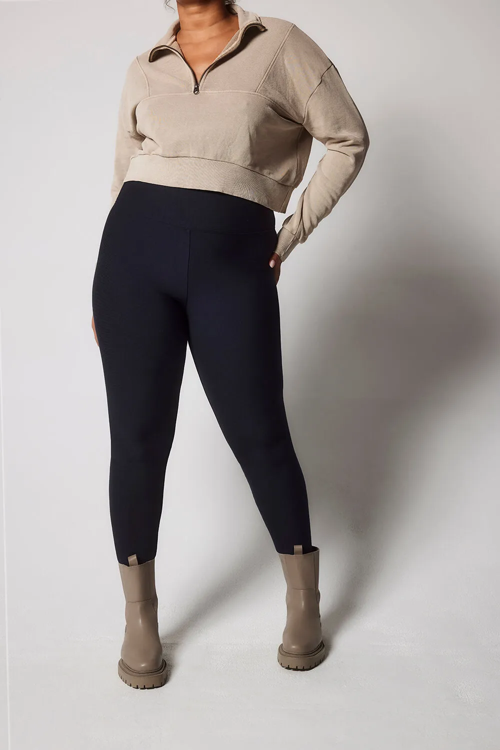 Curve Winter Everyday High Waisted Leggings - Vintage Navy sold by LOVALL product image thumbnail 4