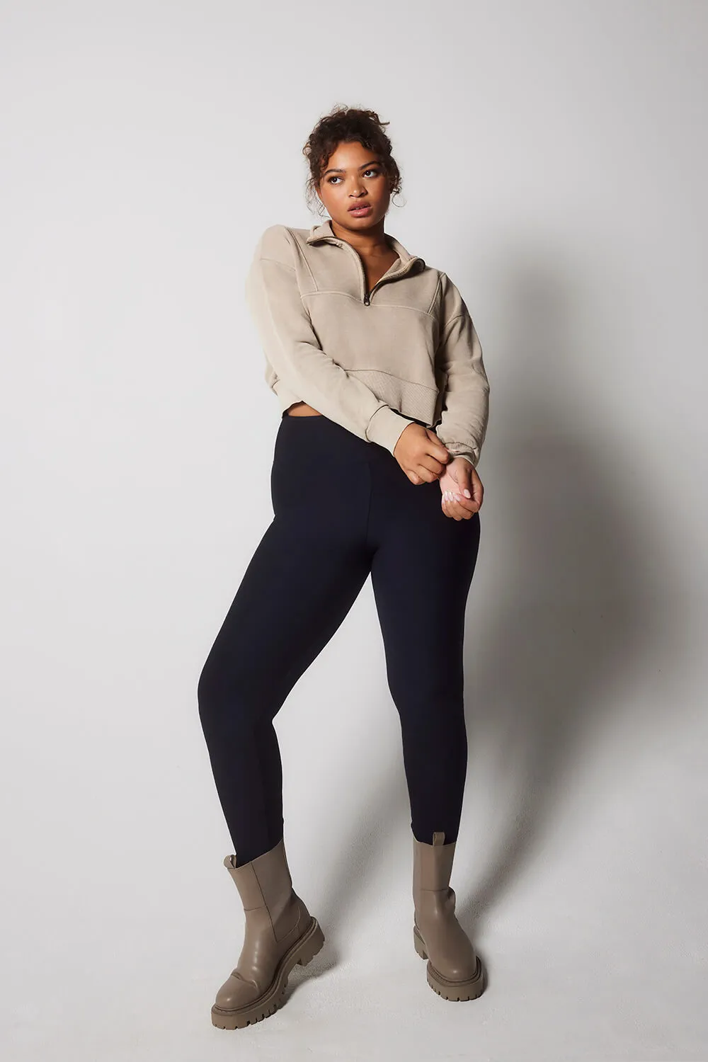 Curve Winter Everyday High Waisted Leggings - Vintage Navy sold by LOVALL product image thumbnail 2