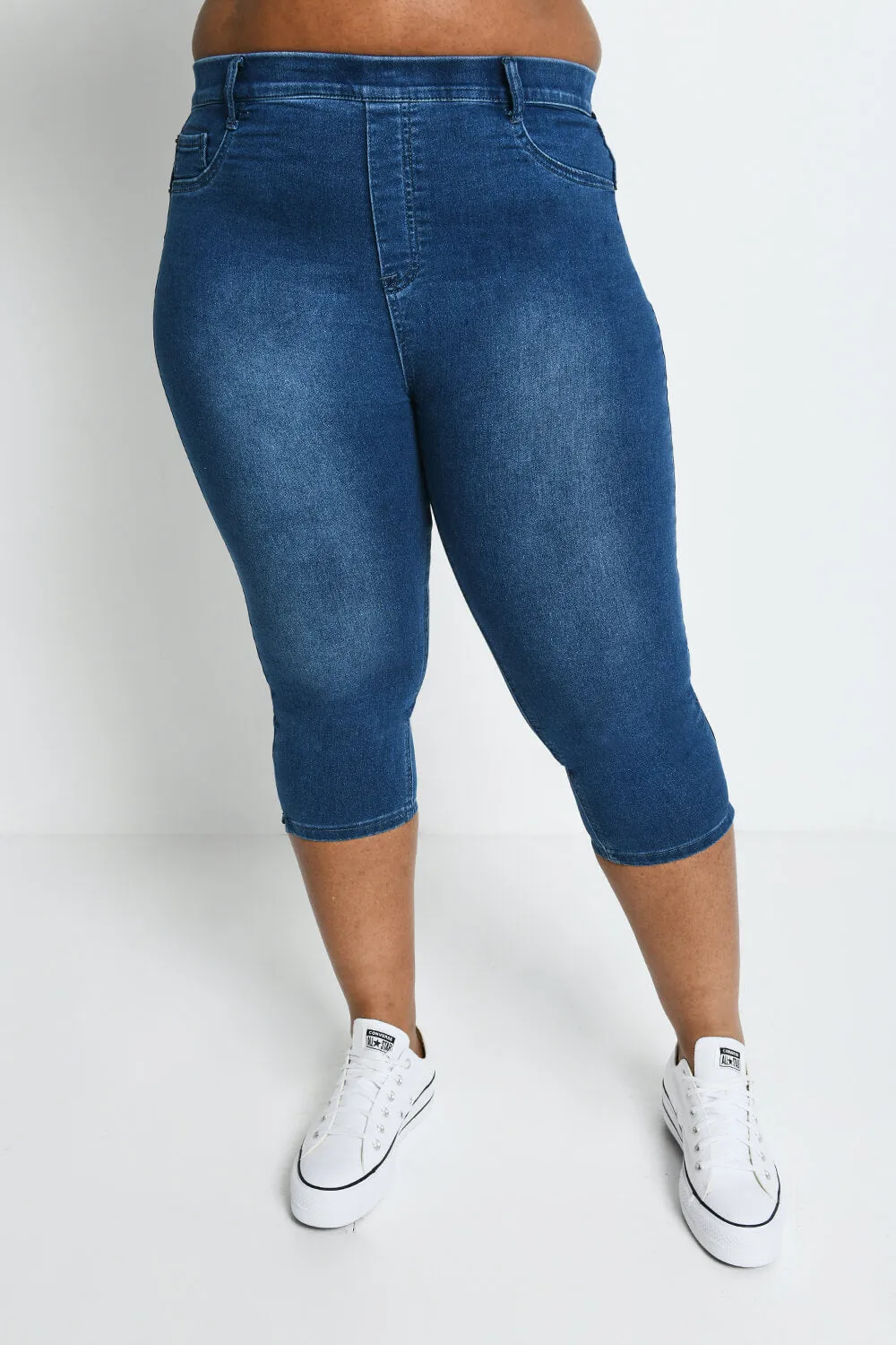 Curve Cropped Jeggings - Mid Blue sold by LOVALL product image thumbnail 2