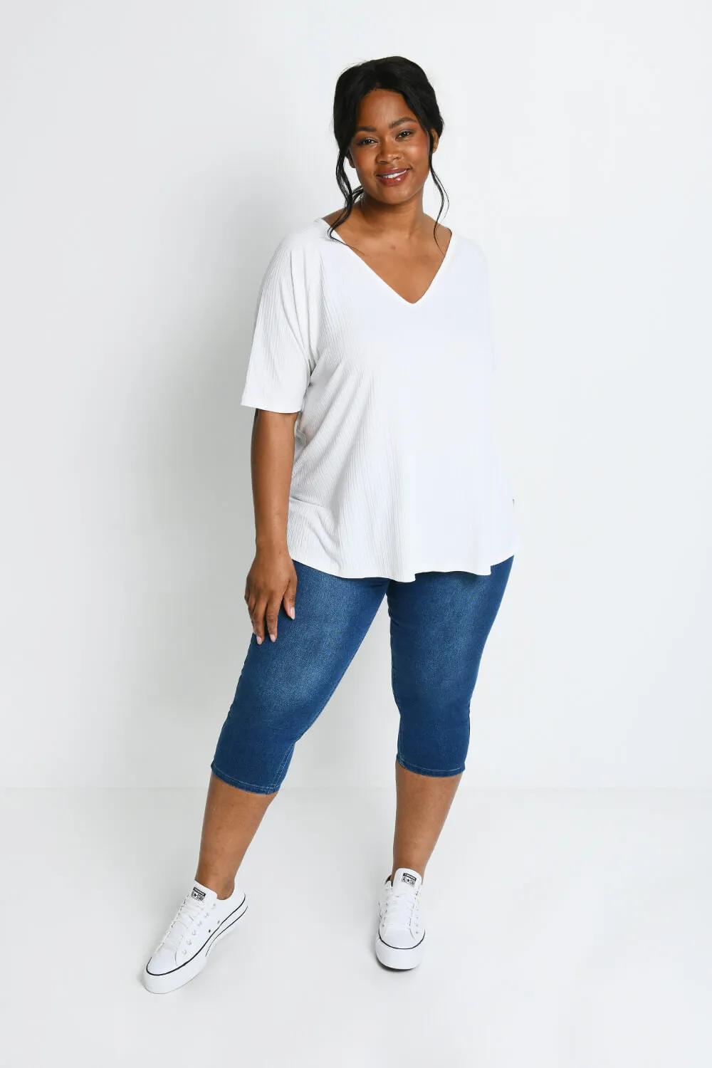 Curve Cropped Jeggings - Mid Blue sold by LOVALL