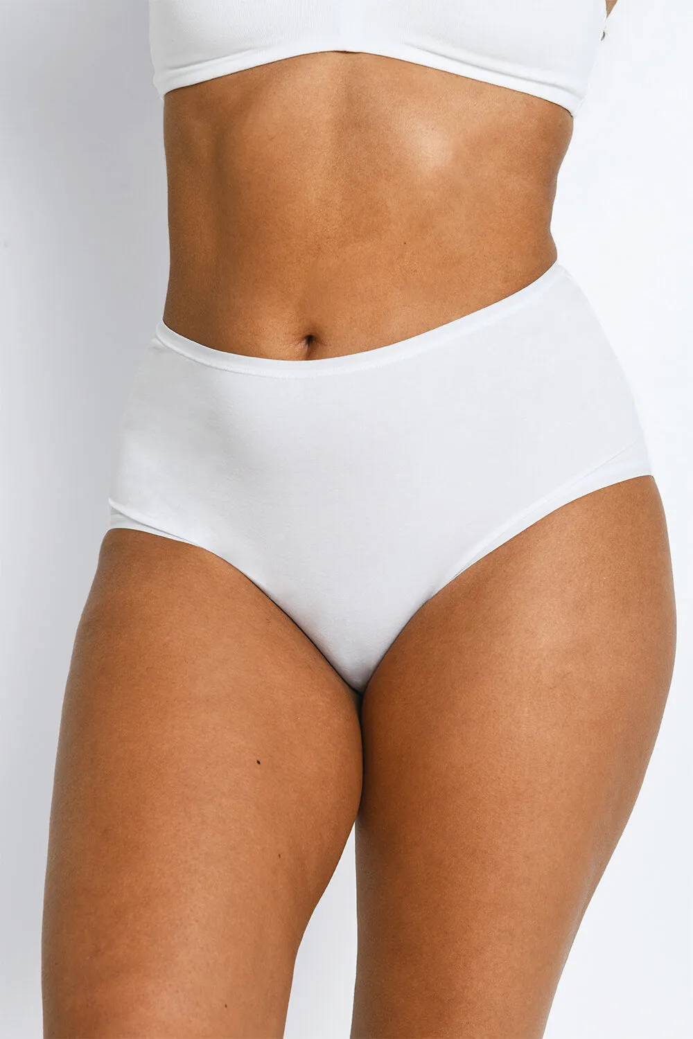 High Rise Cotton Full Briefs 3 Pack - White sold by LOVALL product image thumbnail 2